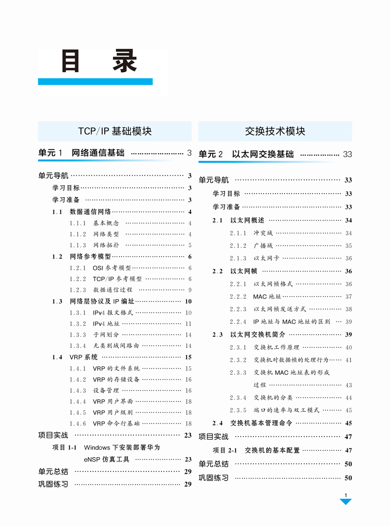 路由交换技术项目实战教程-钟祥睿-上海交通大学出版社-目录样章1.jpg
